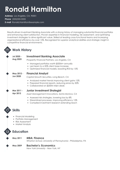 Investment banker resume example