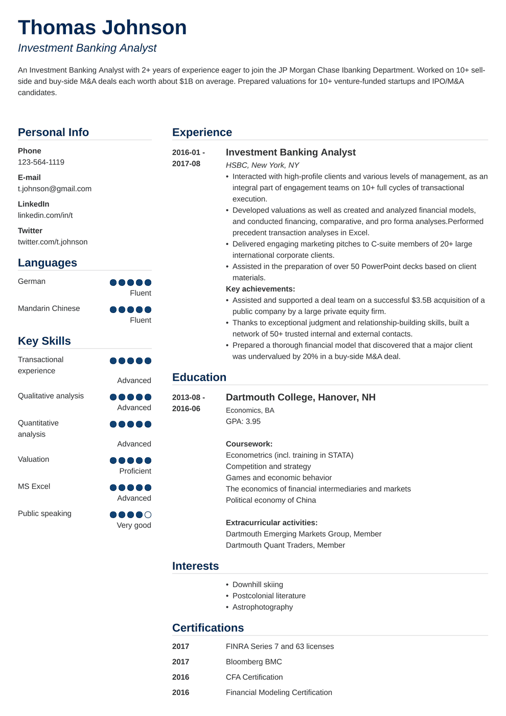 Investment Banking Resume Template & Guide for 2024