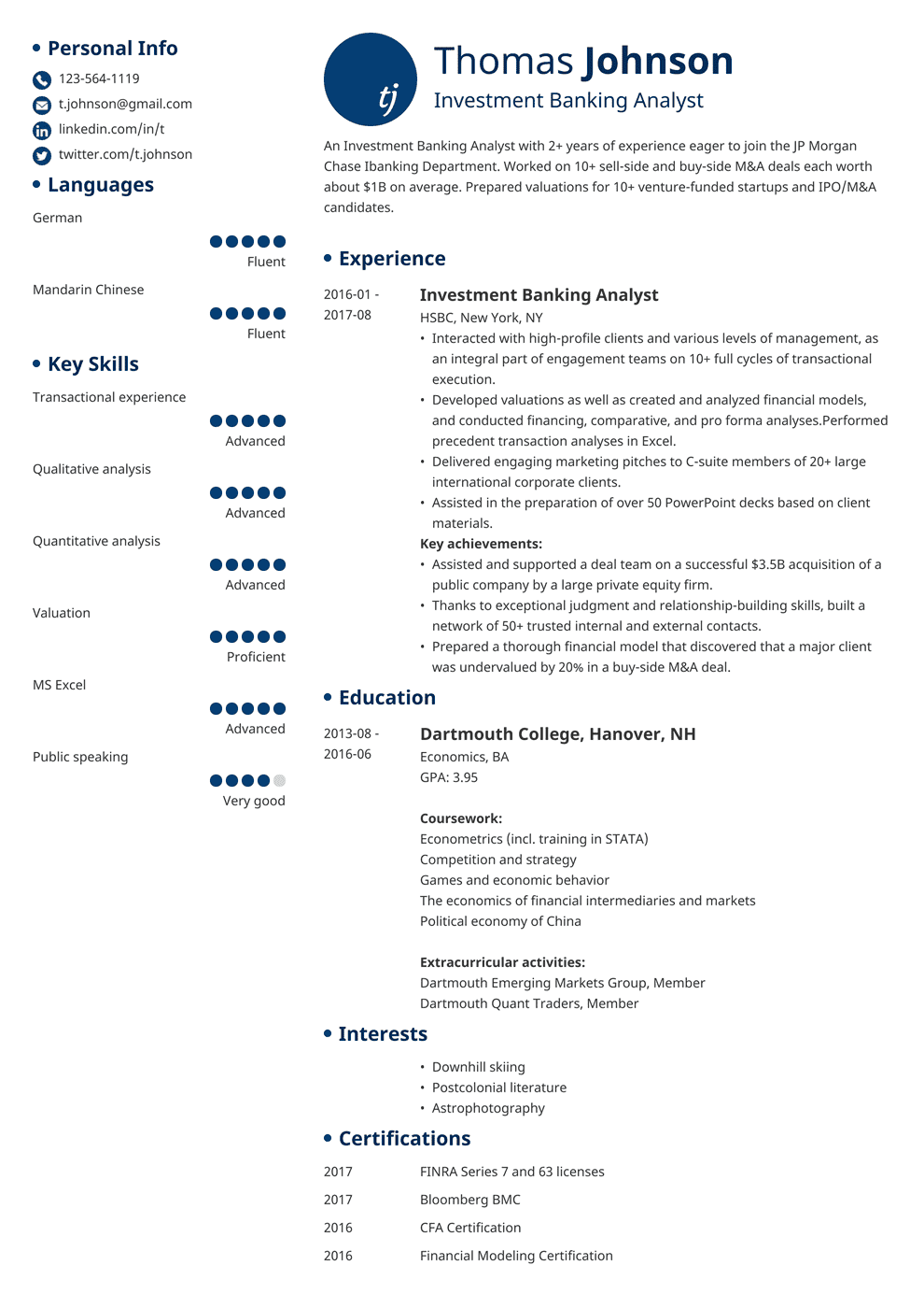 Investment Banking Resume Template & Guide for 2024