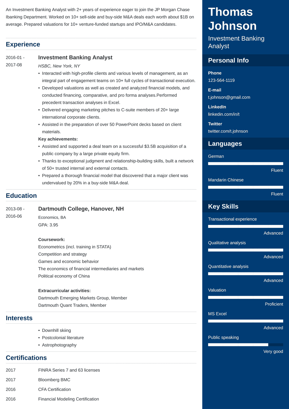 Investment Banking Resume Template & Guide for 2024