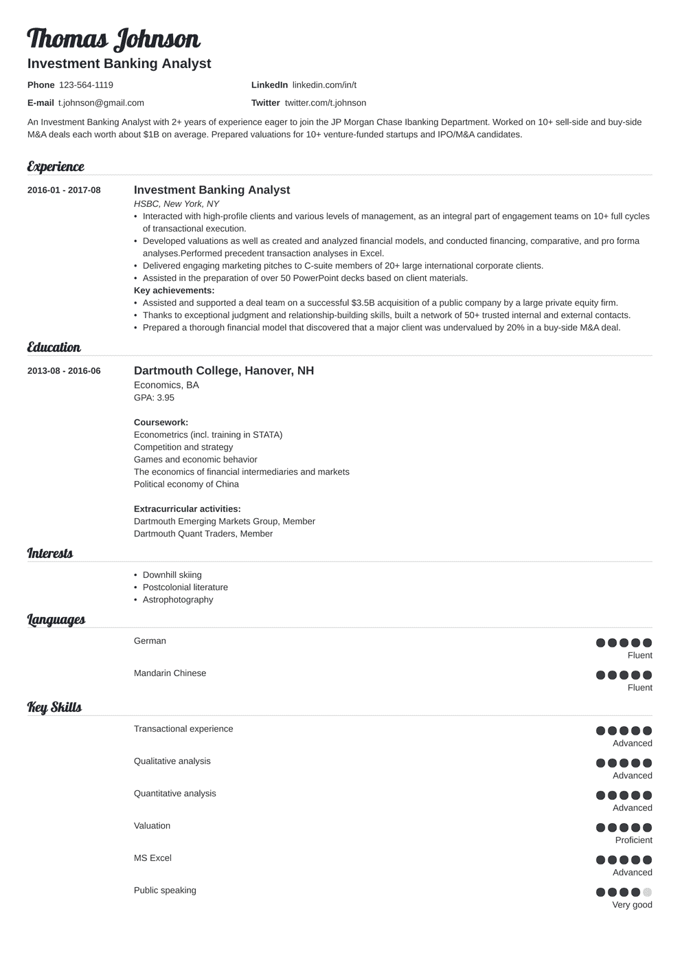 Investment Banking Resume Template & Guide for 2023