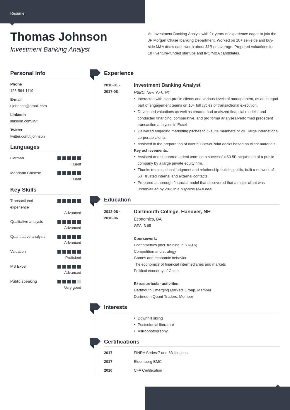 investment banker resume example template modern
