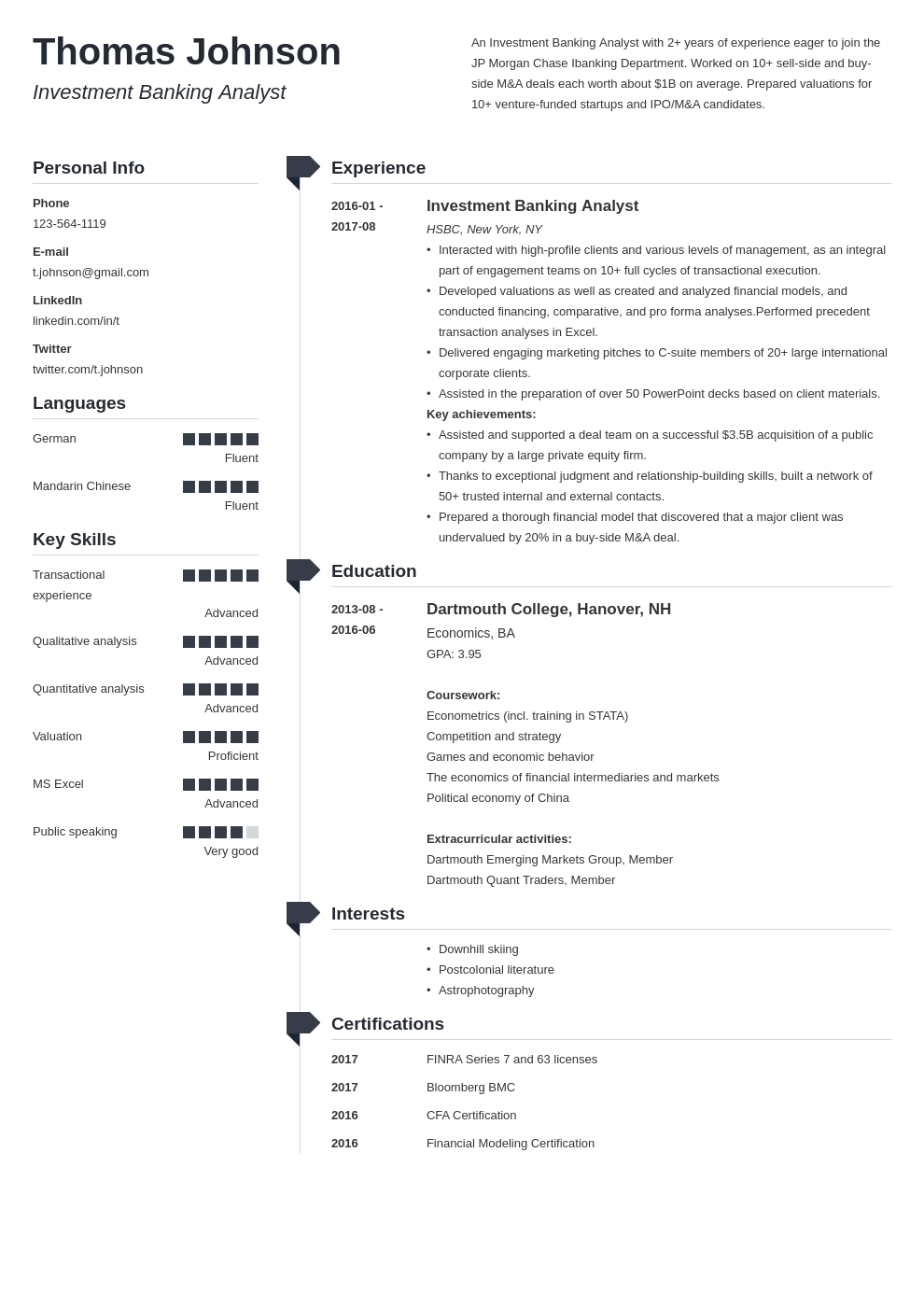 investment banker resume example template muse