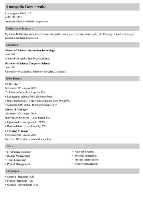 sample resume example