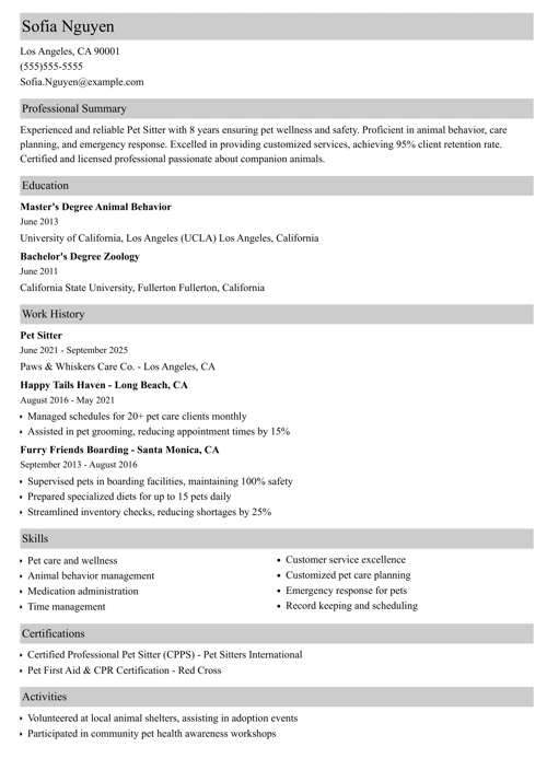 sample resume example