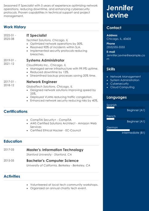 It specialist resume example