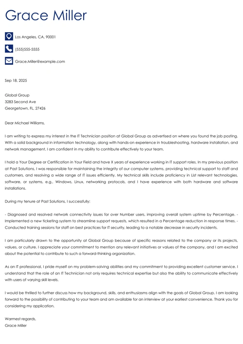 sample cover letter example