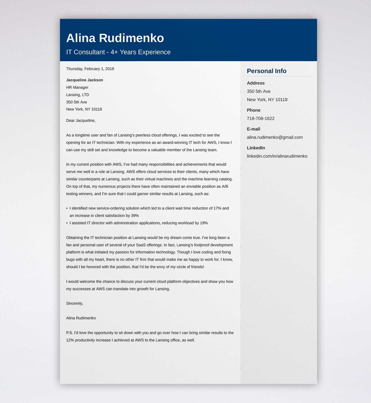 IT Cover Letter: Example & Full Guide [20 Information ...