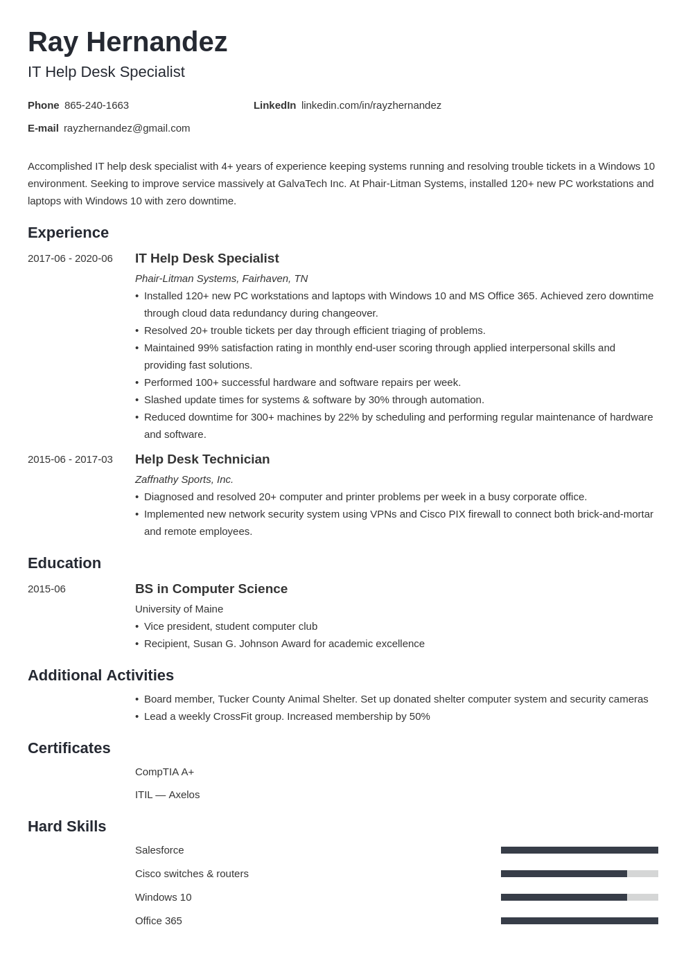 help desk roles and responsibilities resume