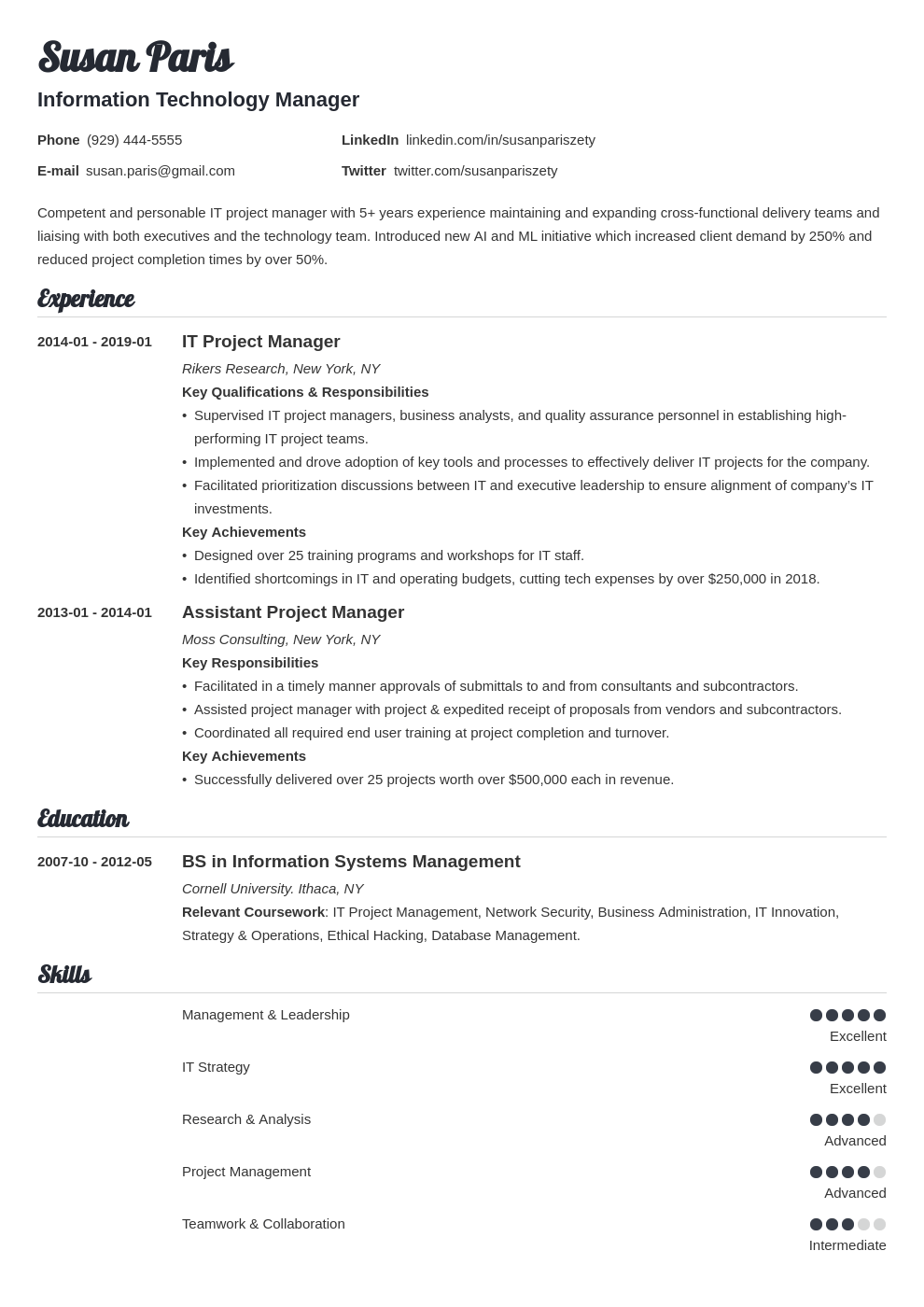 it manager resume example template valera