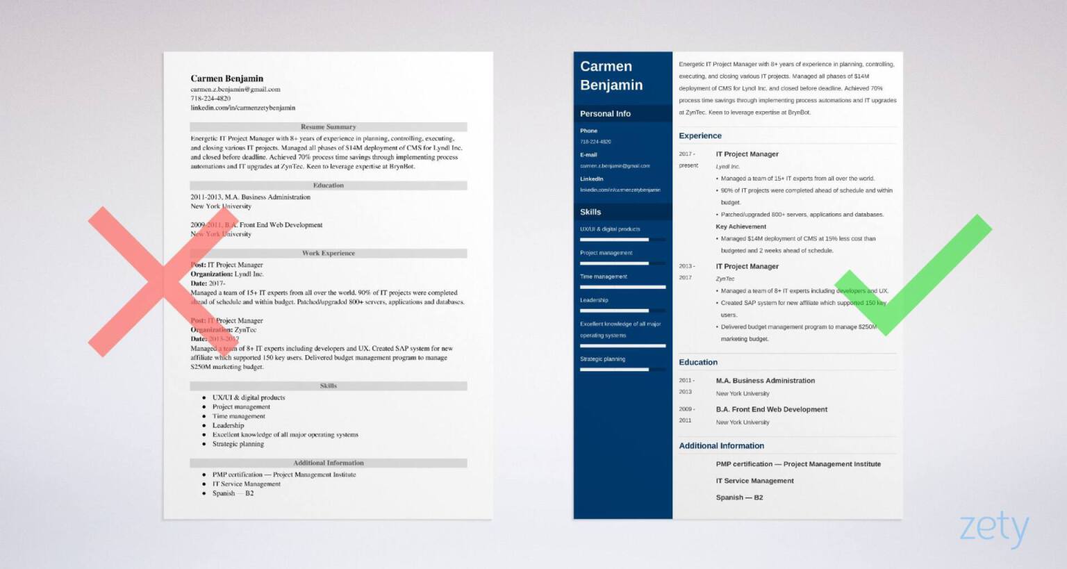 it project manager resume template free