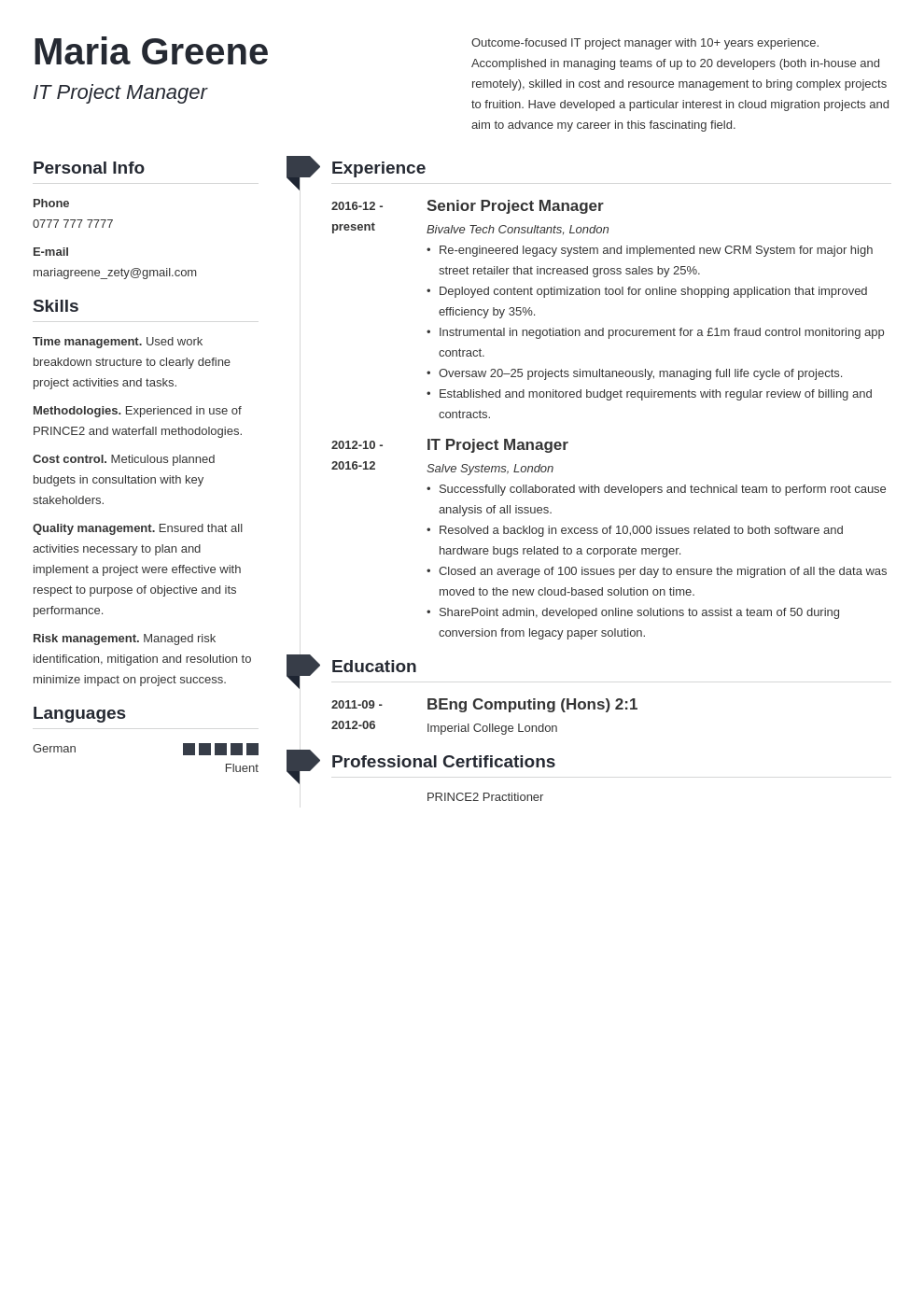 it project manager resume example template muse