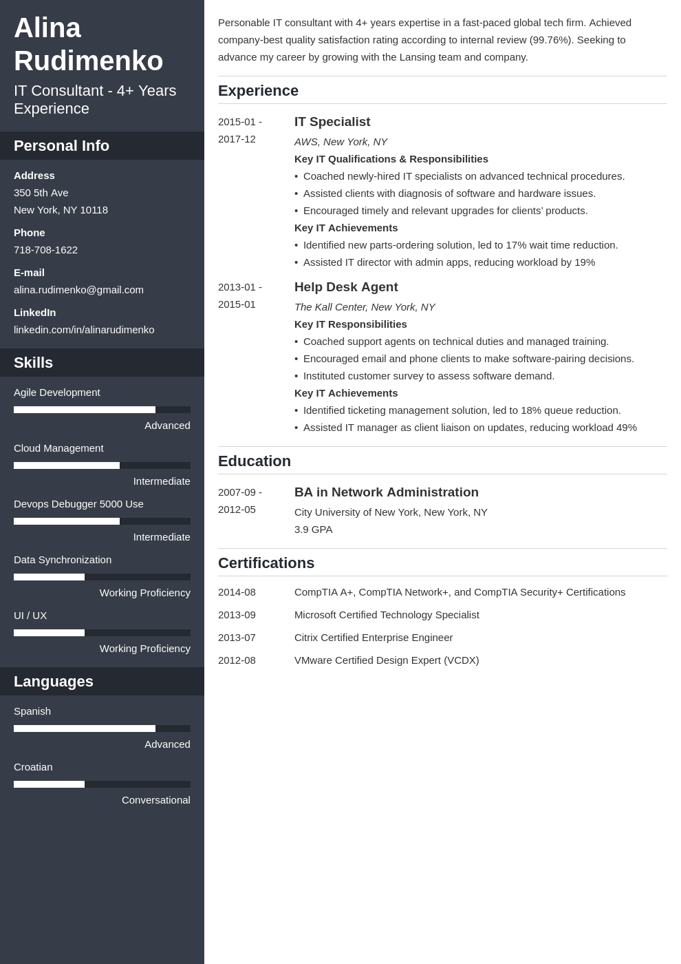 it resume example template cascade