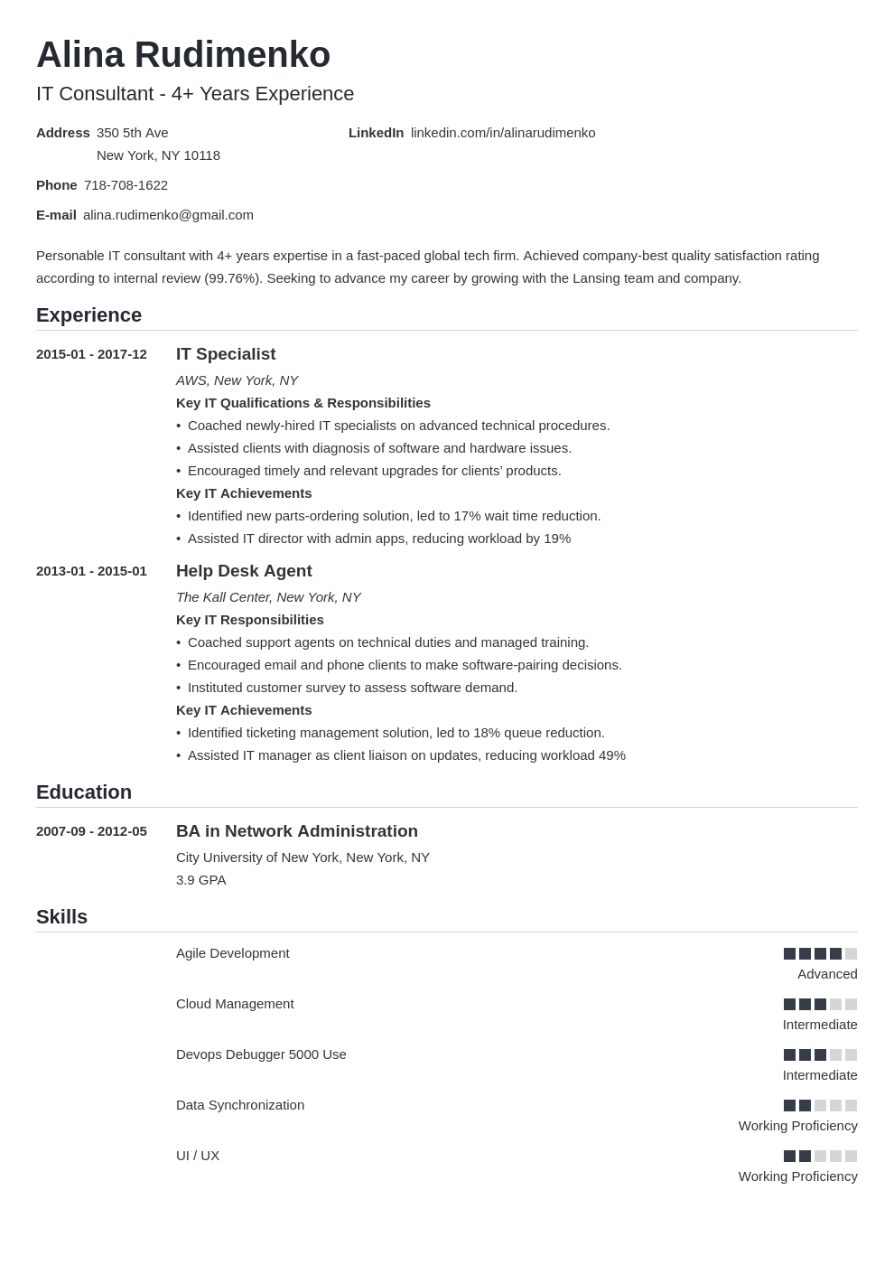 it resume example template nanica
