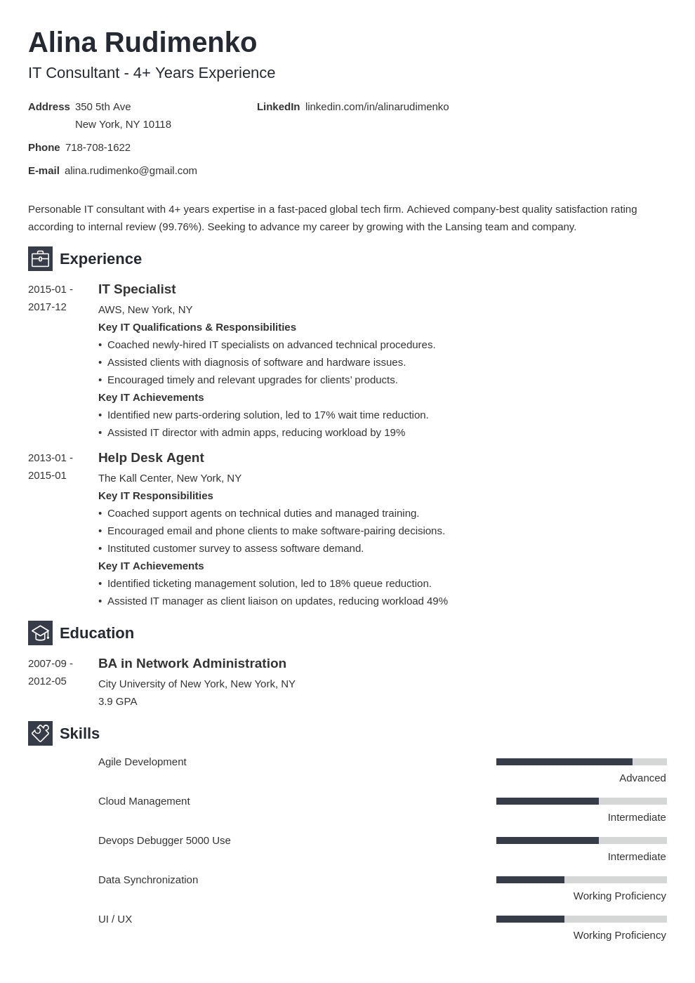 it resume example template newcast