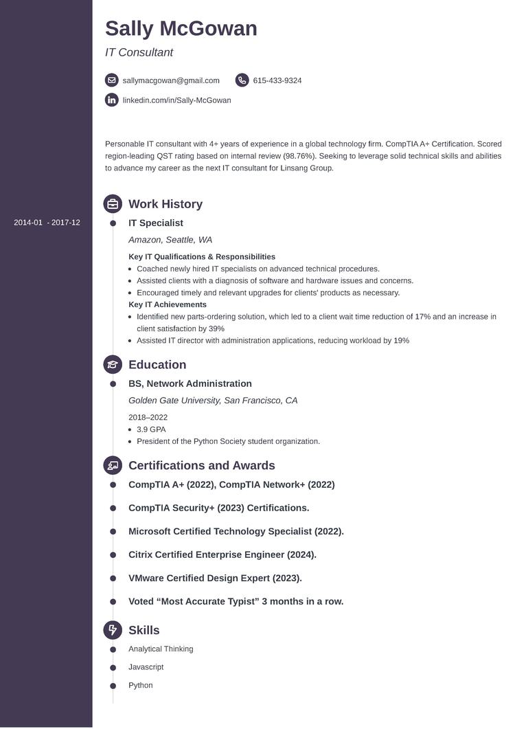 Resume template for IT jobs - Concept