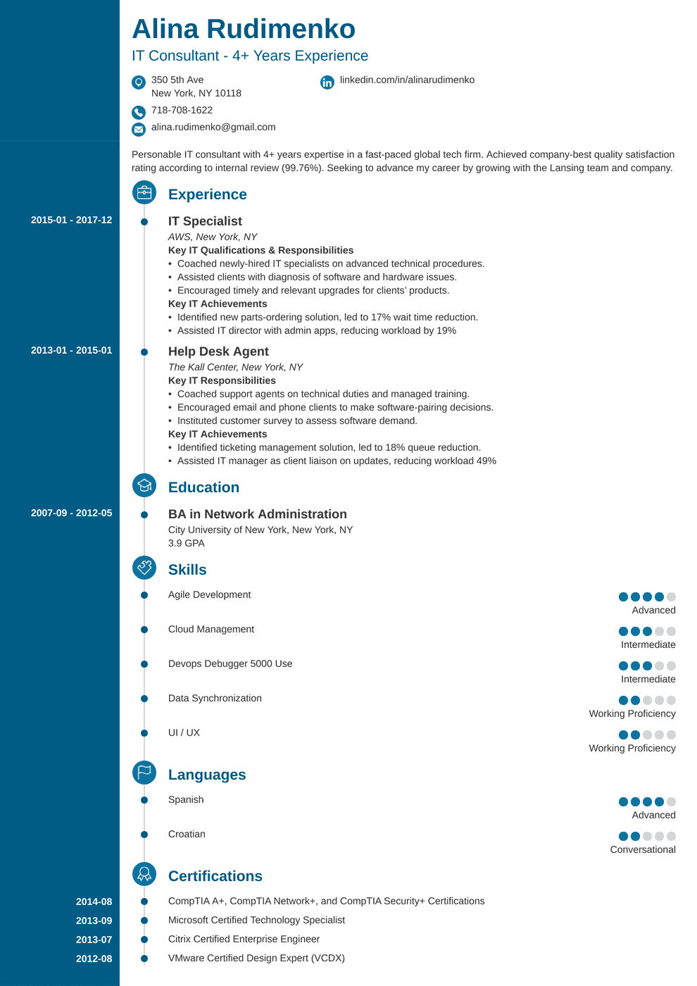 It Resume Template Concept 