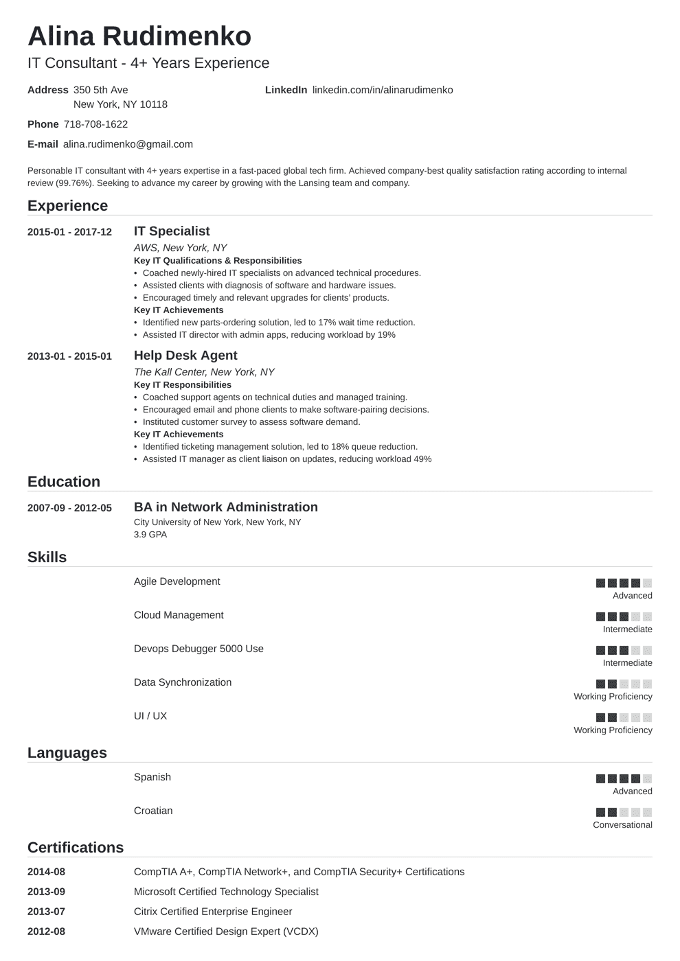 4 Information Technology (IT) Resume Examples for 2024