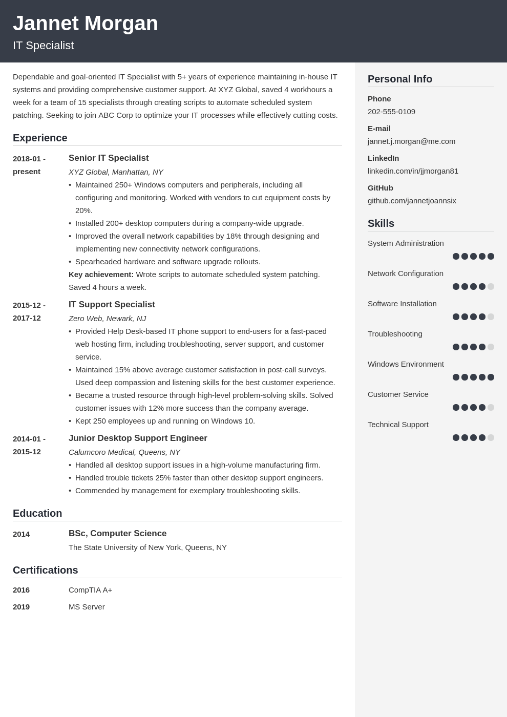 it specialist resume example template cubic