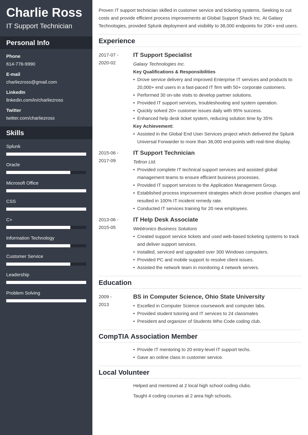 IT Support Resume Examples (+ Help Desk & Technician)