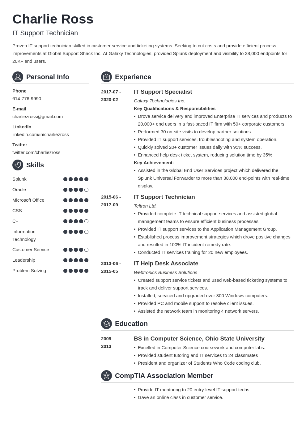 it support resume example template crisp