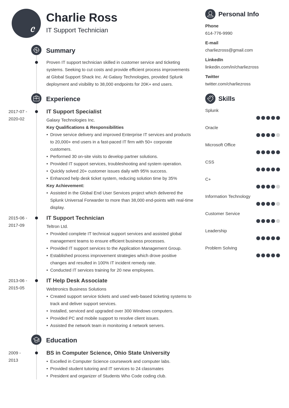 it support resume example template primo