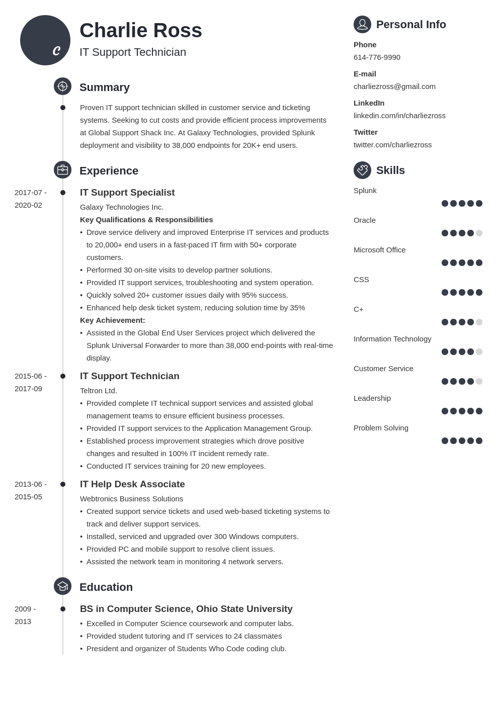 objective for it support resume