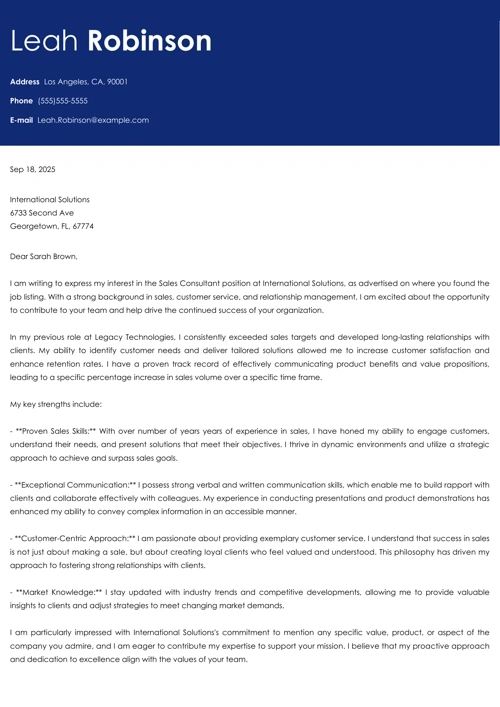 sample cover letter example