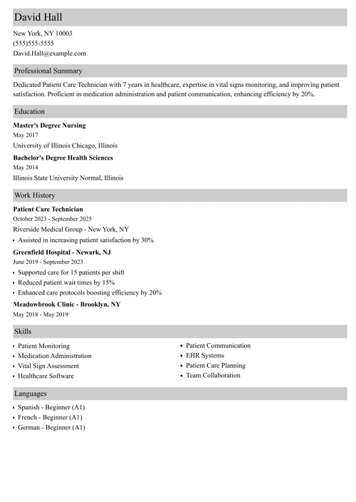 sample resume example