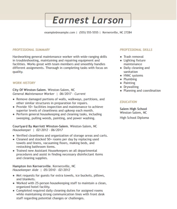 sample JobHero resume template