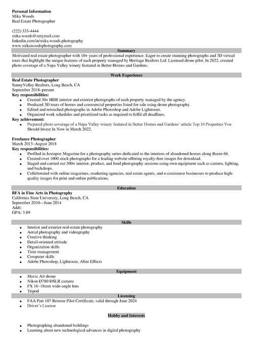 sample resume created with Zety builder