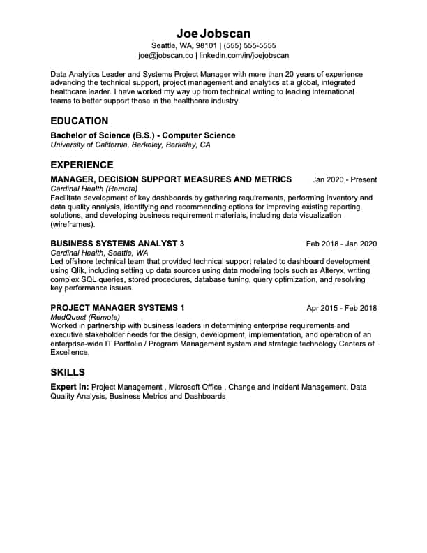 modern student resume template by jobscan