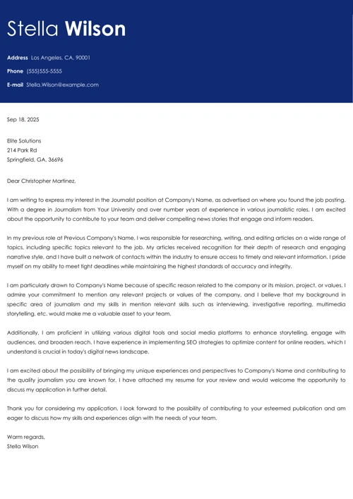sample cover letter example