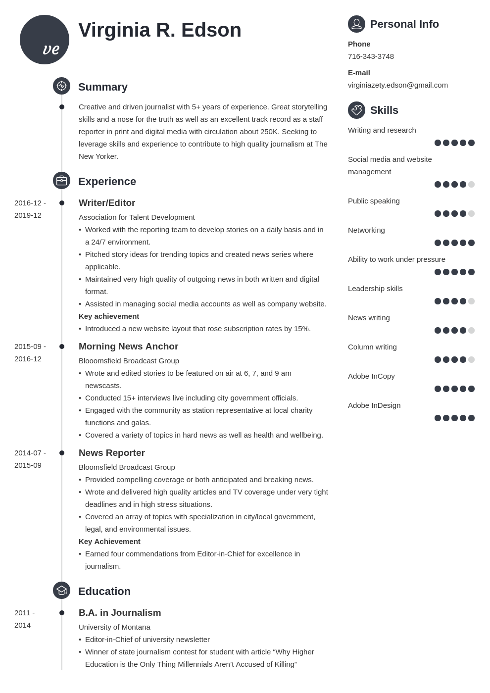 journalism resume example template primo