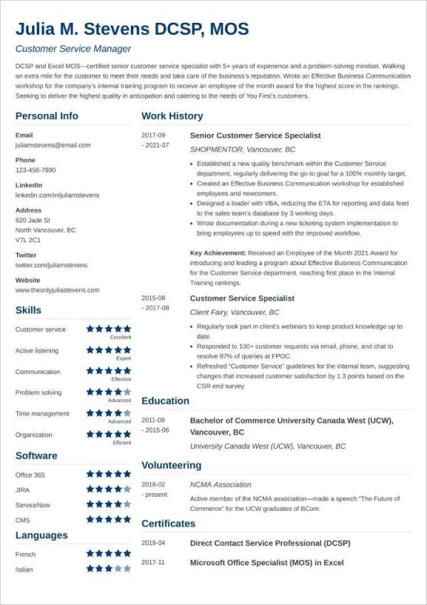 simple resume layout