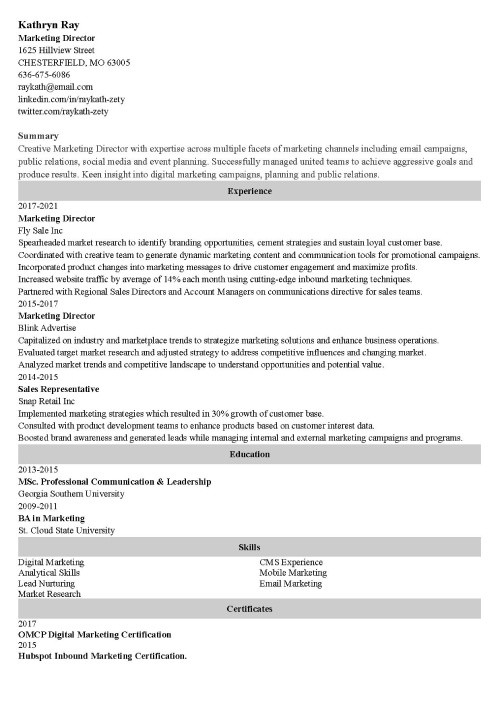 sample resume example