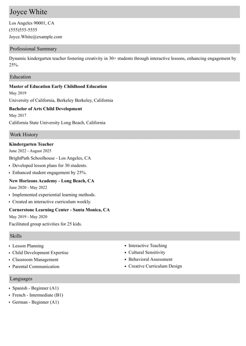 sample resume example