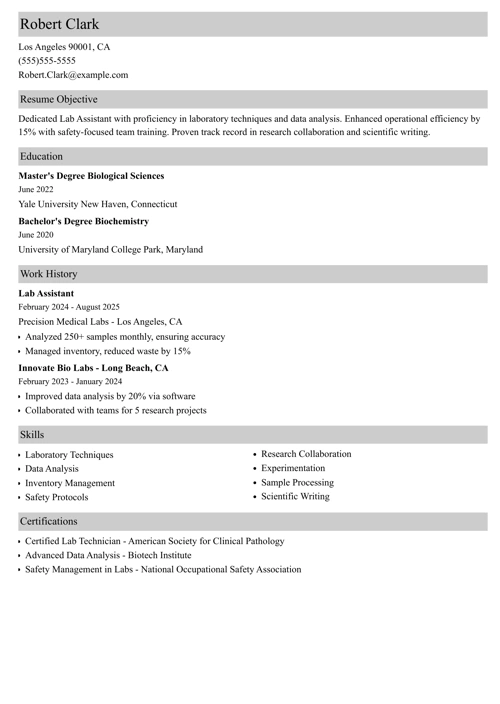 sample resume example