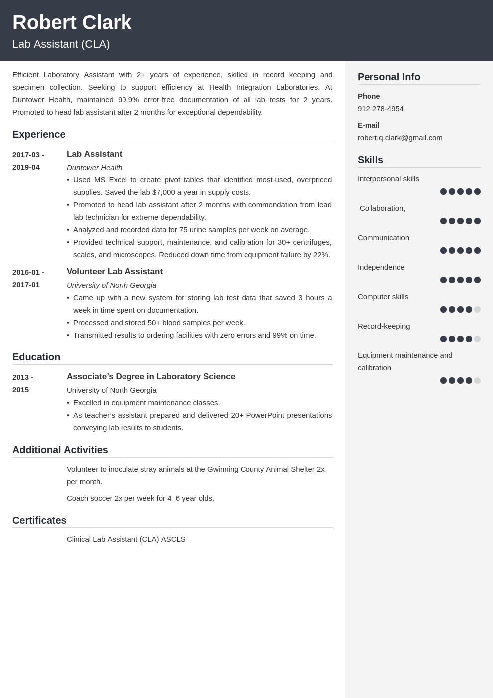lab assistant resume example template cubic