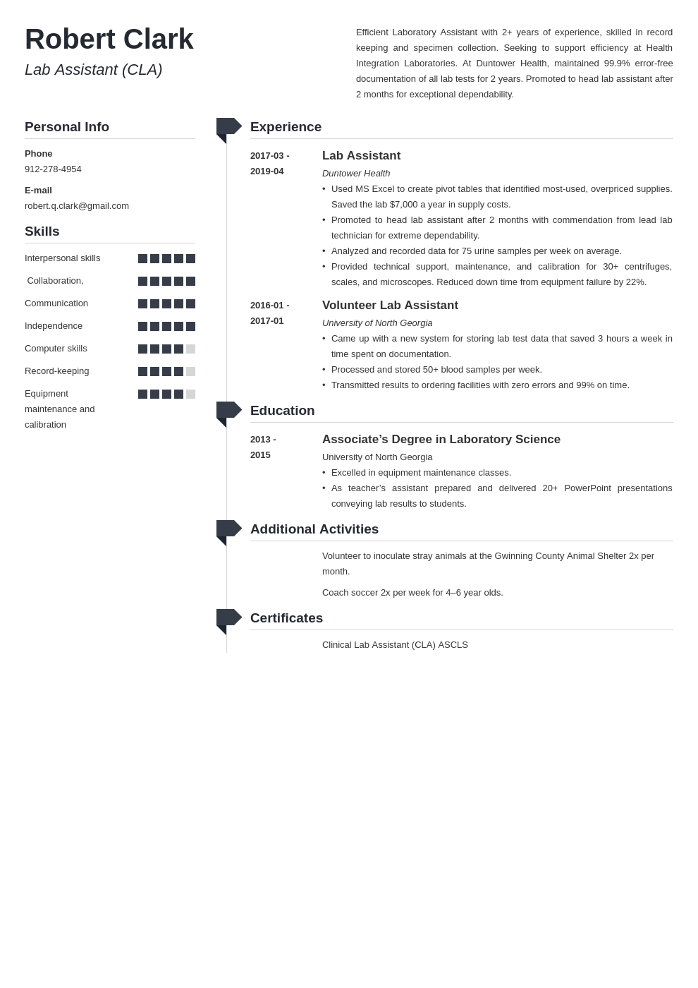 lab assistant resume example template muse