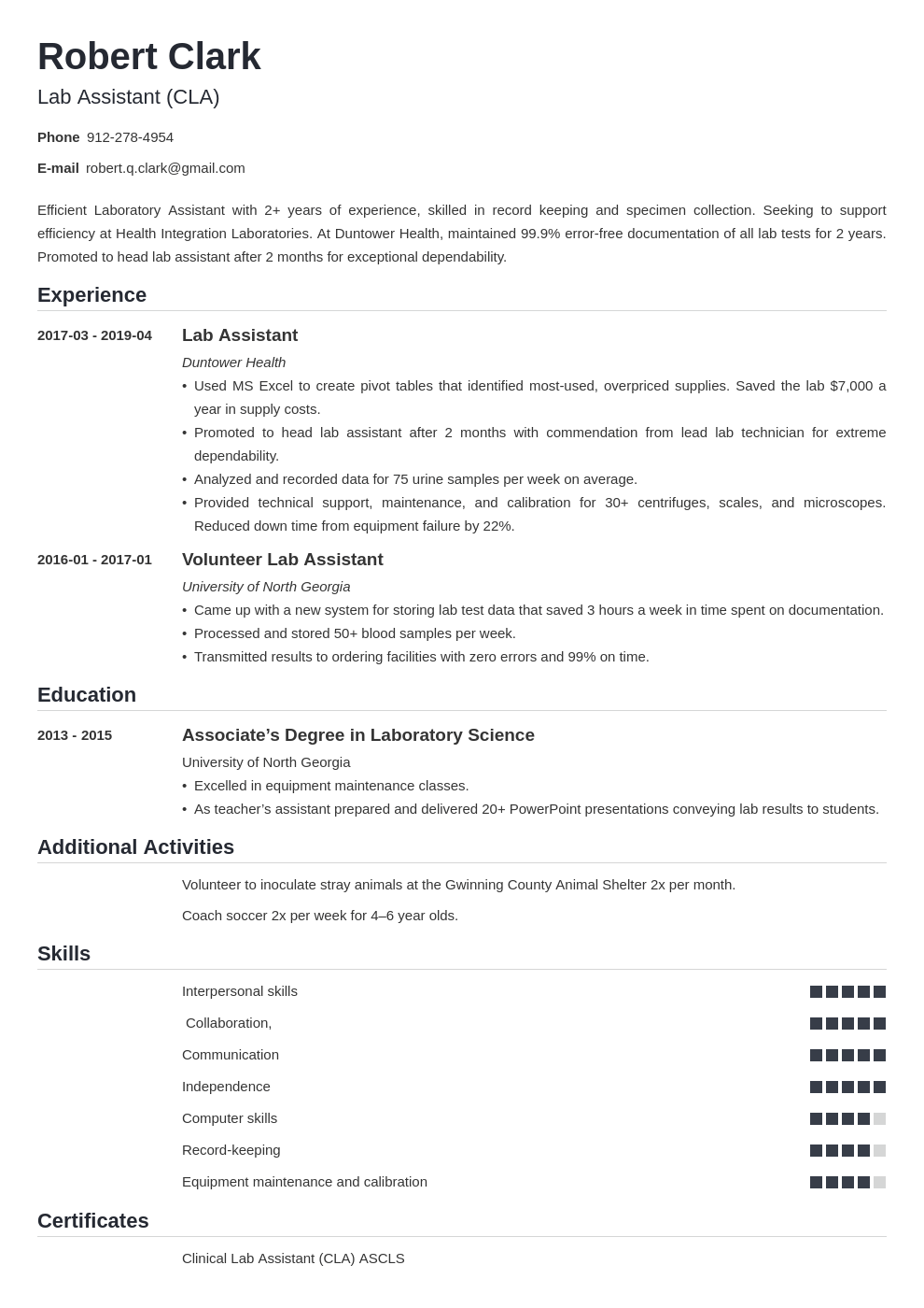 lab assistant resume example template nanica
