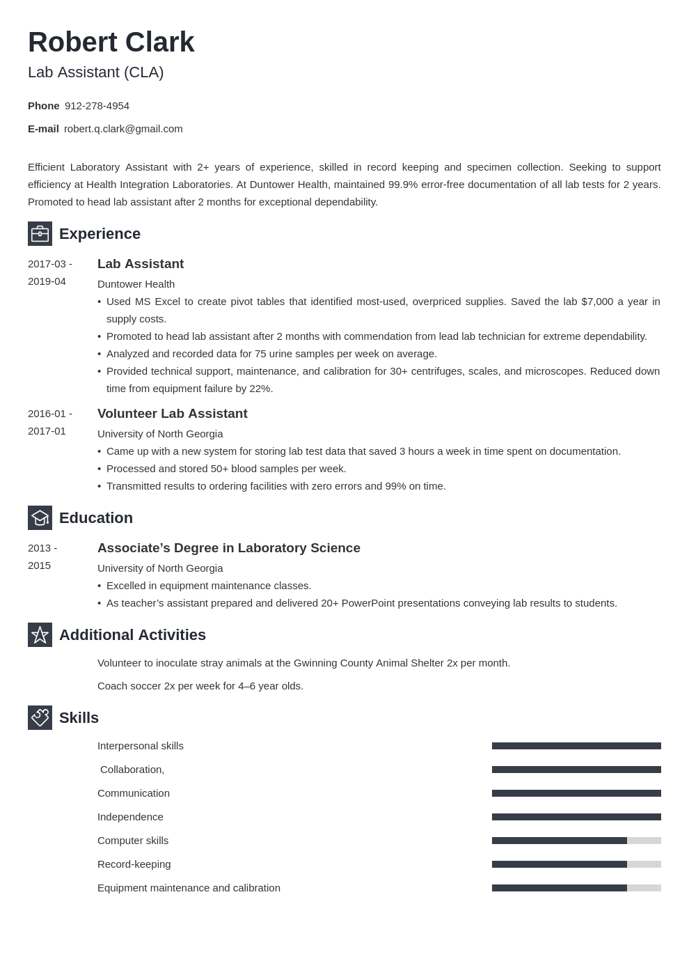 lab assistant resume example template newcast