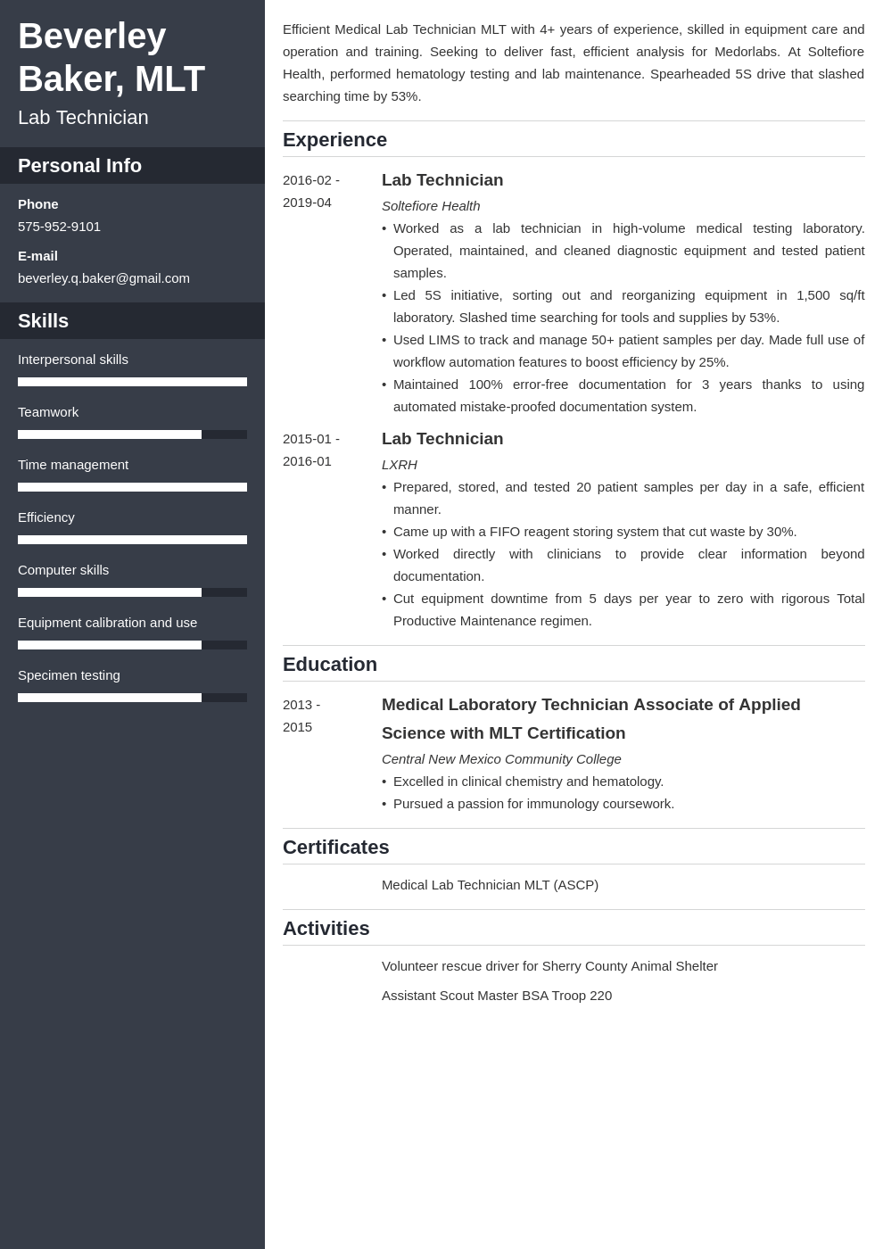 Cv Template For Medical Laboratory Technician Lab Technician Resume   Lab Technician Resume Example Template Cascade 