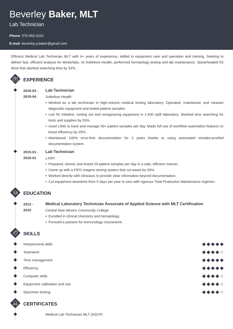 lab technician resume example template diamond