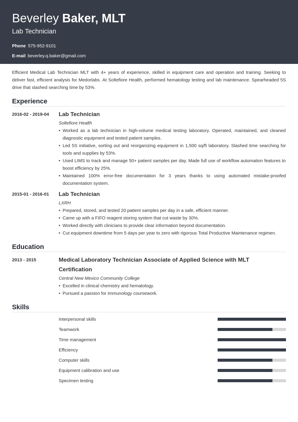 lab technician resume example template influx