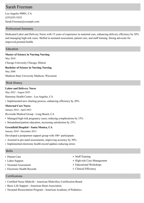 sample resume example