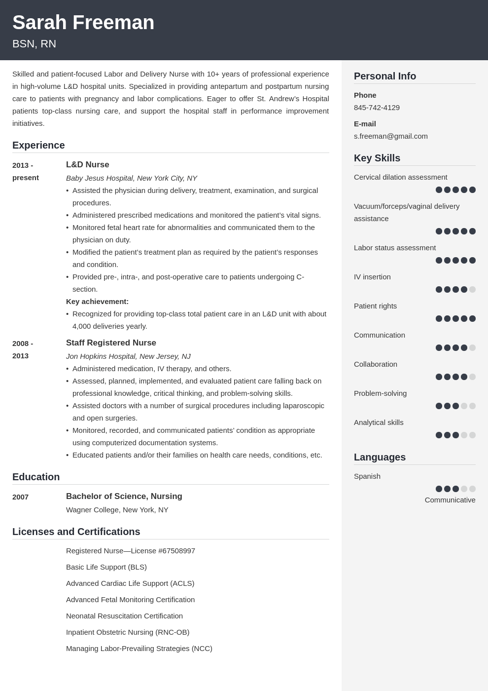 labor and delivery nurse resume example template cubic