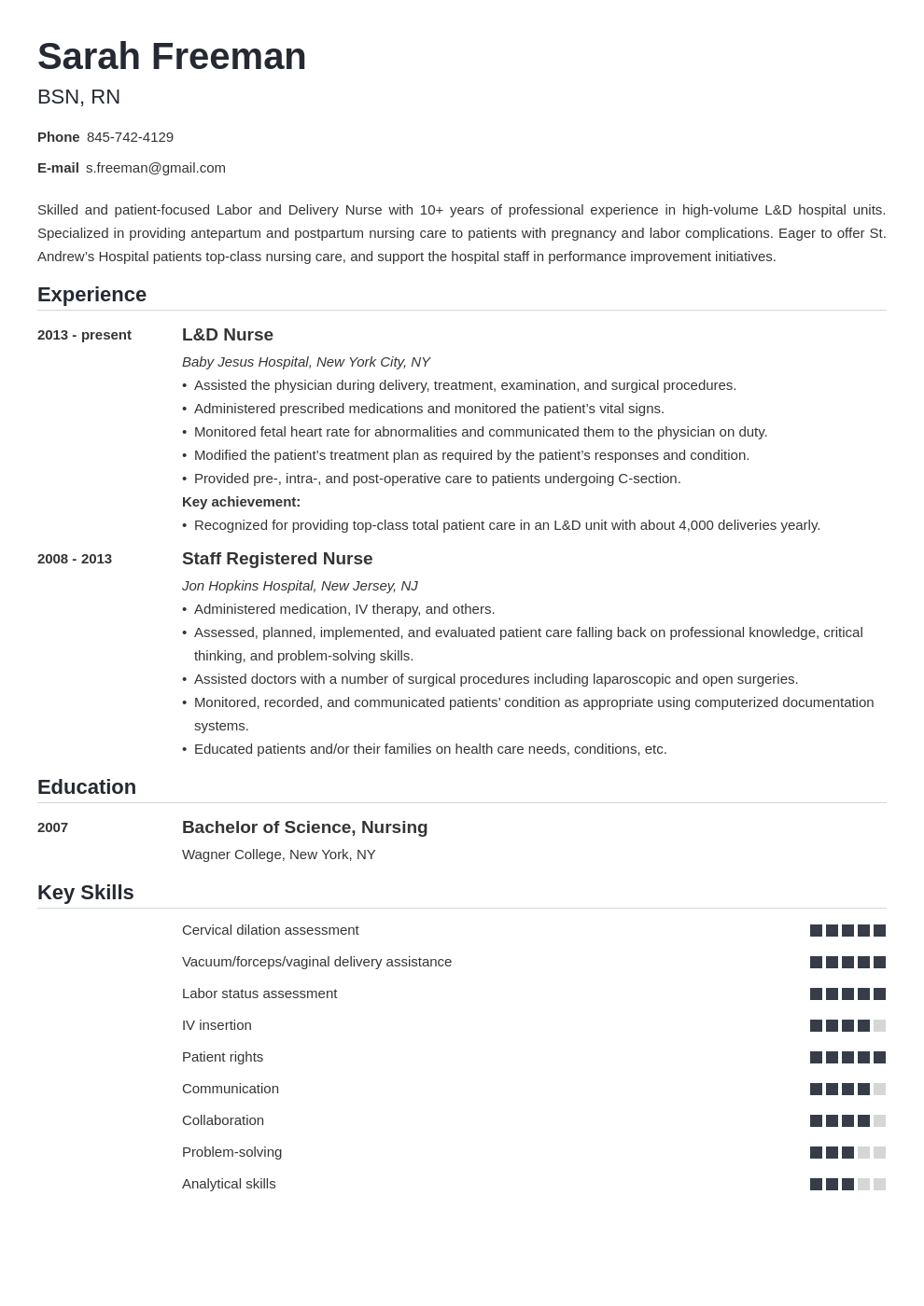 labor and delivery nurse resume example template nanica