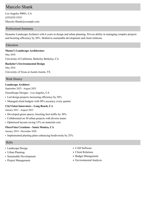 sample resume example