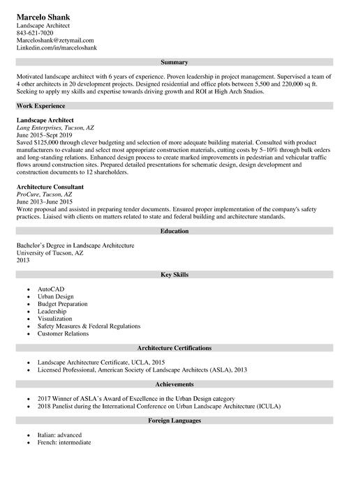 Landscape Architecture Resume: Sample, Tips & Writing Guide